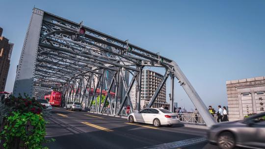 上海外白渡桥车流延时摄影4K