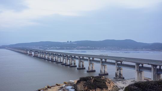 平潭海峡公铁大桥航拍延时摄影