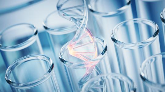 DNA与实验室化学器皿3D渲染