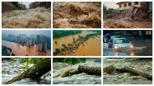 洞庭湖决堤 华容县洪水  洪水 自然灾害高清在线视频素材下载