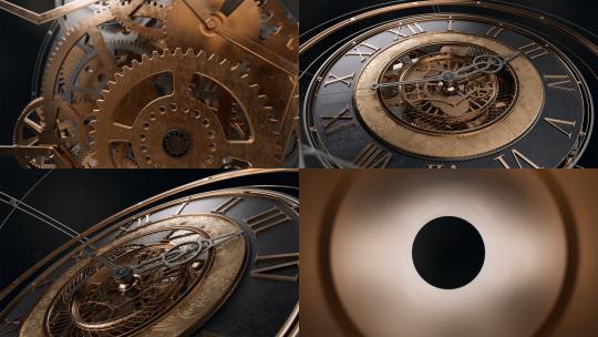4K复古时钟镜头组合高清在线视频素材下载