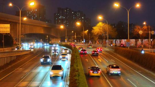 延时摄影：北京夜晚左安门东二环车流