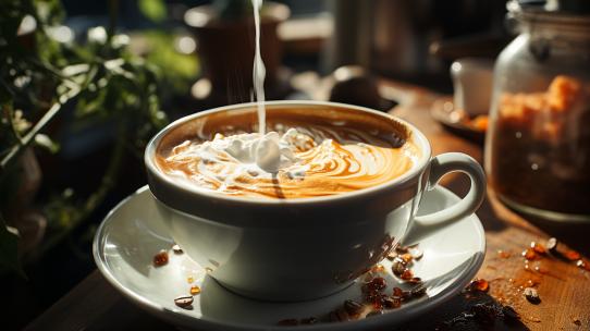 咖啡饮料咖啡制作杯子咖啡馆饮品冲咖啡拉花