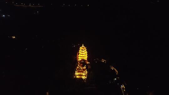 重庆夜景航拍俯视寺拉出带全景