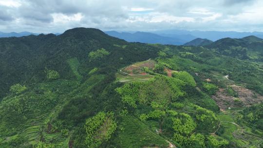 航拍浙江丽水松阳山谷乡村梯田田园风景