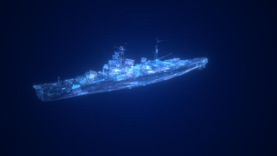 高科技军舰全息投影战舰模型动画