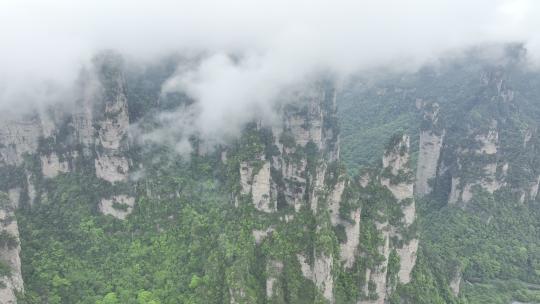 航拍张家界峰林地貌-山川云雾云海-大好河山