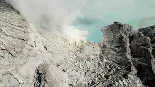 印尼火山硫磺山活火山航拍4K实拍素材