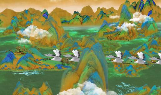 AE模板《千里江山图》8K宽屏抠像二维动画