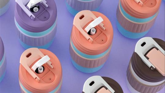 马卡龙配色可爱风格保温杯简约动画