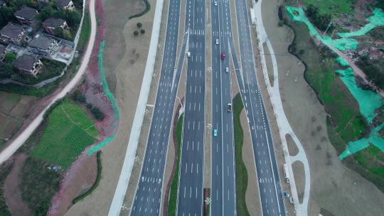 航拍城市建设道路公路