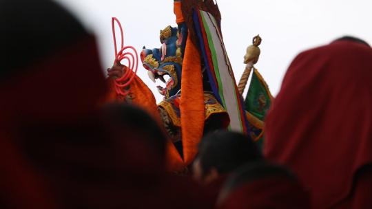 经幡   西藏  藏传佛教  法会 舞蹈视频素材模板下载