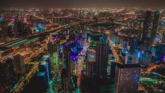 江苏无锡城市夜景航拍延时视频素材模板下载