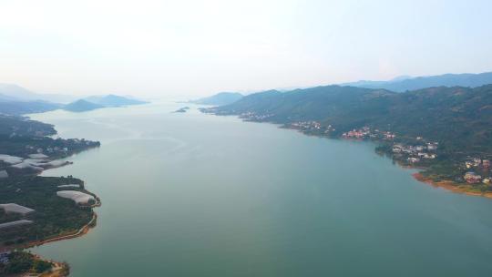 航拍清晨郴州资兴东江湖视频素材模板下载