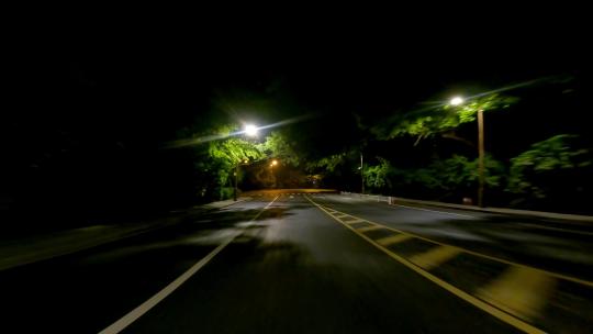 夜晚杭州市之江路车尾行车空镜1