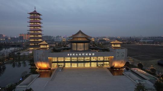 江苏扬州大运河博物馆航拍夜景