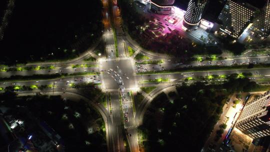 河南郑州金水东路夜景交通航拍视频素材模板下载