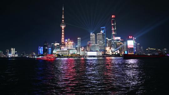 上海陆家嘴金融城东方明珠外滩夜景灯光秀