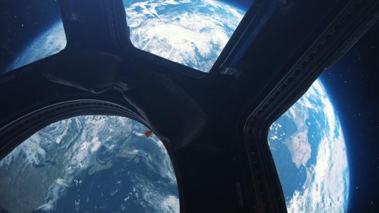 太空船上看到的地球视图4K