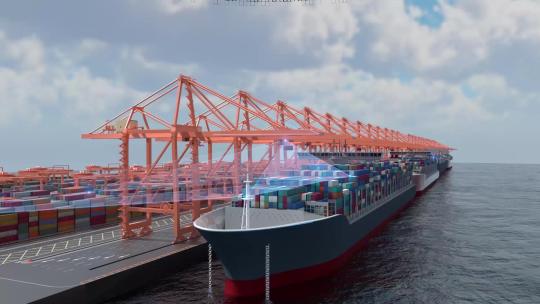科技感国际贸易交通运输轮船运输
