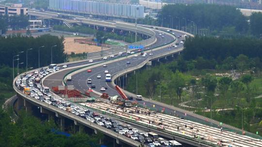 北京S型立交桥车流高峰期