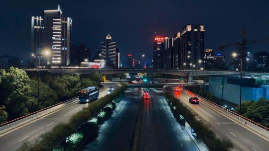 杭州 夜景 车流 延时 城市