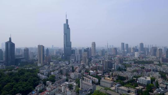 4k 航拍江苏南京城市建筑天际线