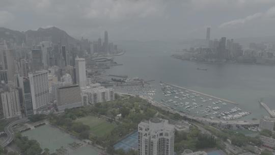 LOG灰片香港游艇会上午顺光航拍
