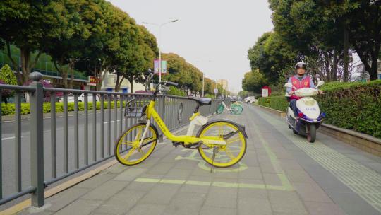 共享公共自行车停放点视频素材模板下载
