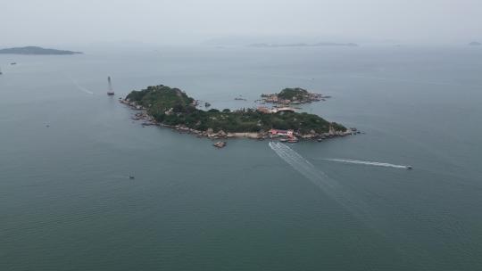 广东惠州海岸线三角洲岛风光航拍素材