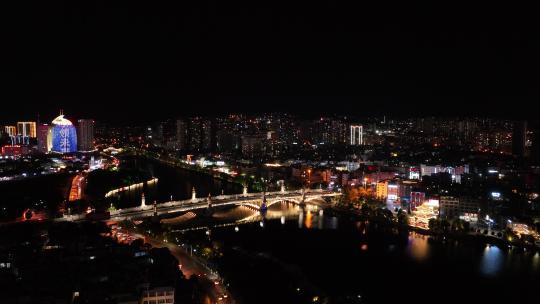 大理兴盛大桥夜景航拍视频素材模板下载