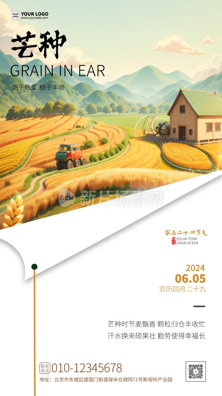 芒种二十四节气宣传简约海报