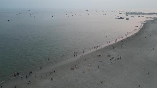 广西北海银沙滩航拍风光