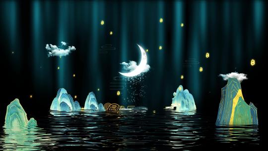 中国古风蝶恋花山水舞台舞蹈古诗词朗诵背景