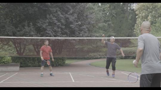 公园老人锻炼-打网球（log灰）视频素材模板下载