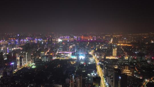 武汉江汉区夜景航拍视频素材模板下载