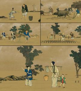 古代农业水稻种植高清在线视频素材下载
