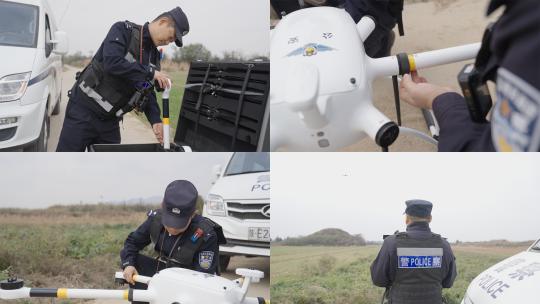 公安硬科技警察宣传科技建警大型无人机巡逻高清在线视频素材下载