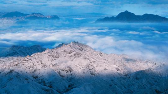 雪景中的长城延时镜头