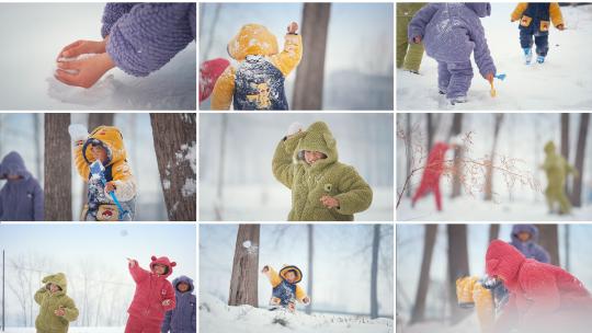 打雪仗/童年玩雪/孩子玩雪高清在线视频素材下载