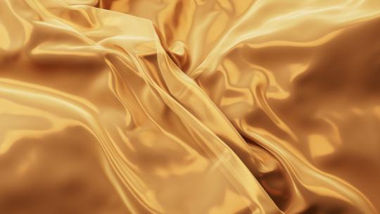 流动飘舞的金色奢华布料3D渲染视频素材模板下载