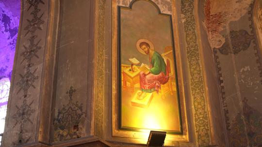 4K索菲亚教堂内部壁画装饰吊灯视频素材模板下载