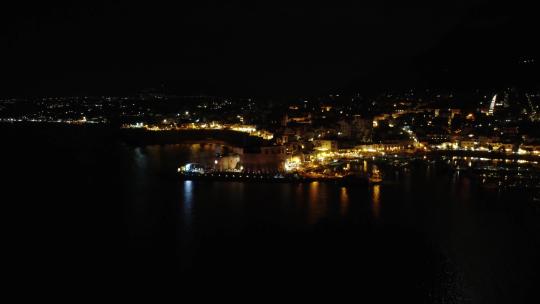 航拍城市码头夜景
