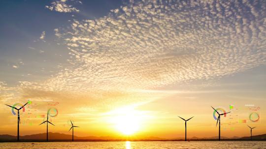 风车山风力发电、绿色清洁能源视频素材模板下载