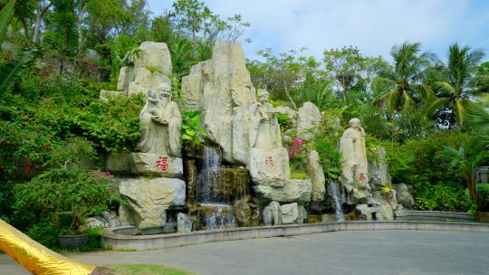 公园福禄寿雕塑 假山流水景观