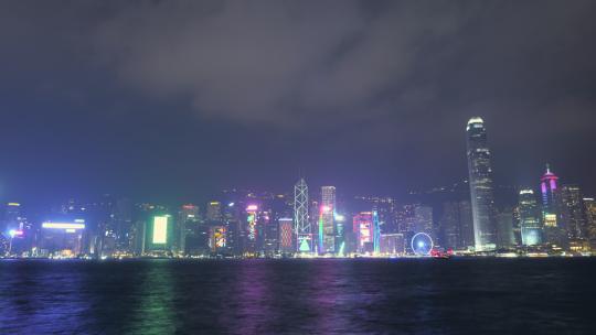 香港沿海夜景维多利亚港延时摄影