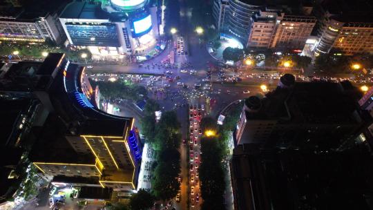 广西桂林城市夜景灯光航拍