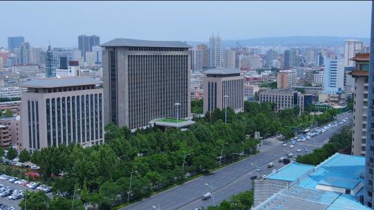 山西省委省政府办公大楼4k航拍素材