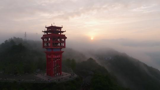 达州城市全景凤凰山航拍