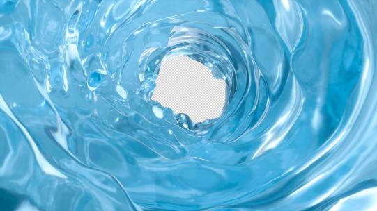 水浪旋涡水素材水流体三维流水动画透明通道视频素材模板下载